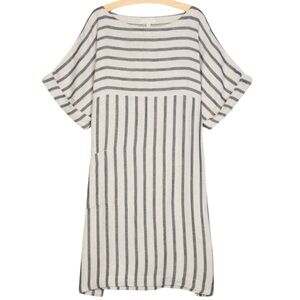 EUC Eileen Fisher Linen / Organic
Cotton Doubleweave Stripe Shift Dress Medium